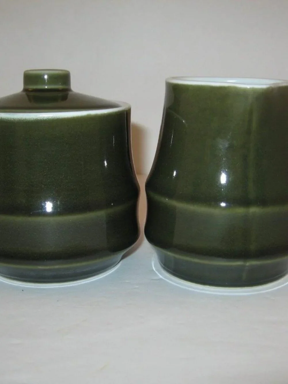 Vintage Stoneware Creamer & Sugar Forest Green